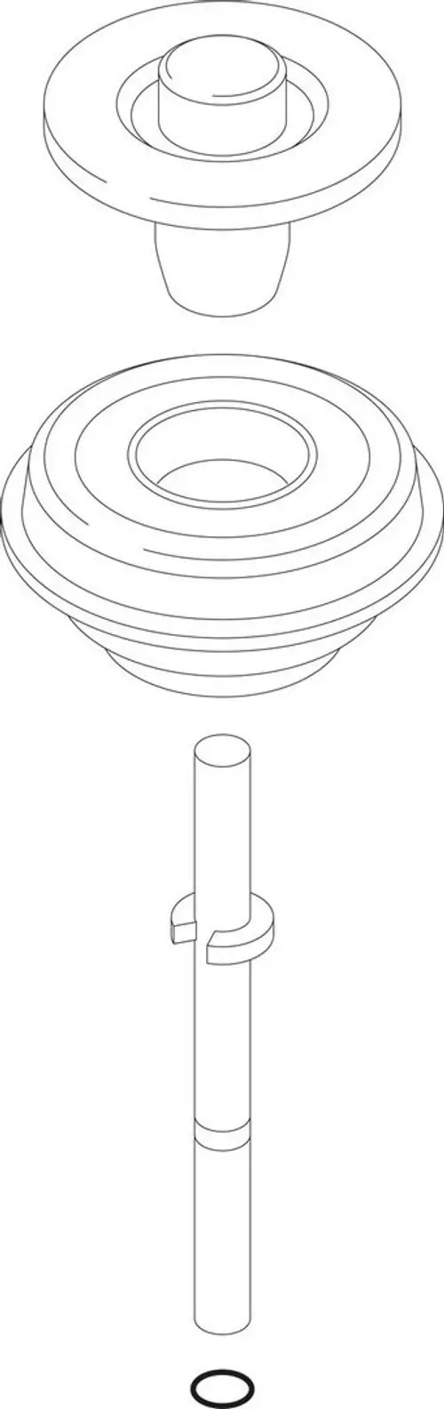 Isolierte Darstellungen von Bauteilen eines Gasventils, einschließlich einer Ventilkappe und einer Verbindung mit einer Röhre, typisch für Bosch-Produkte.